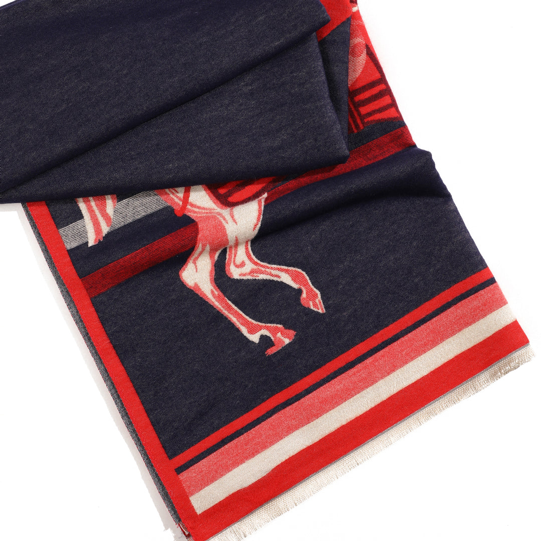 Twin Tones Equestrian Shawl- Red