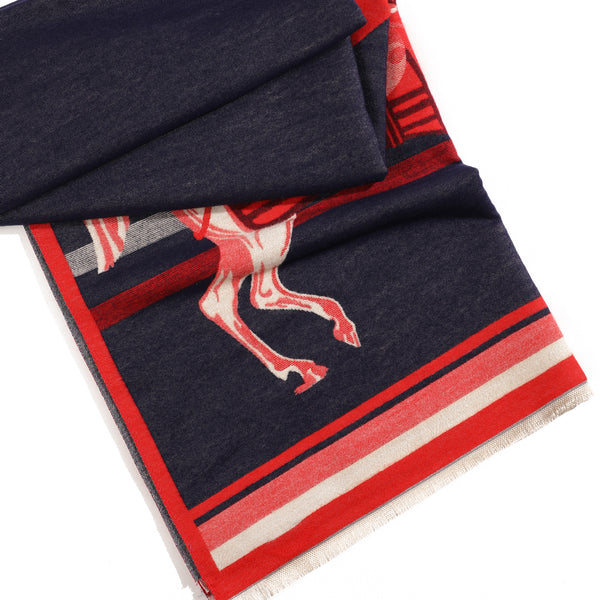 Twin Tones Equestrian Shawl- Red