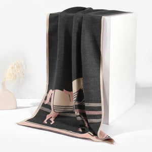 Twin Tones Equestrian Shawl- Light Pink