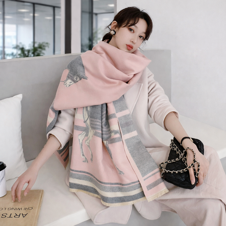 Twin Tones Equestrian Shawl- Light Pink - Salty Accessories