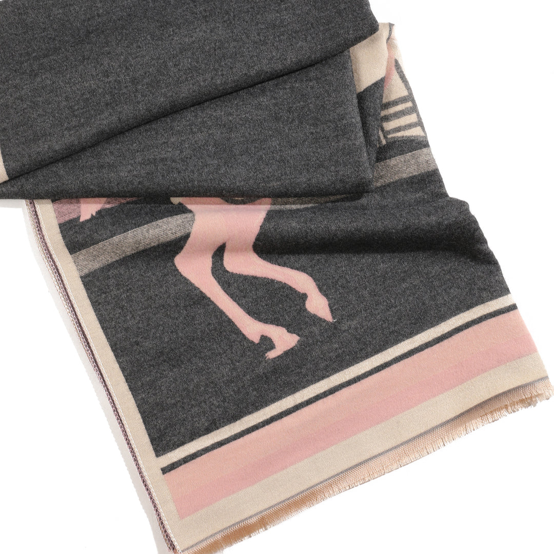 Twin Tones Equestrian Shawl- Light Pink