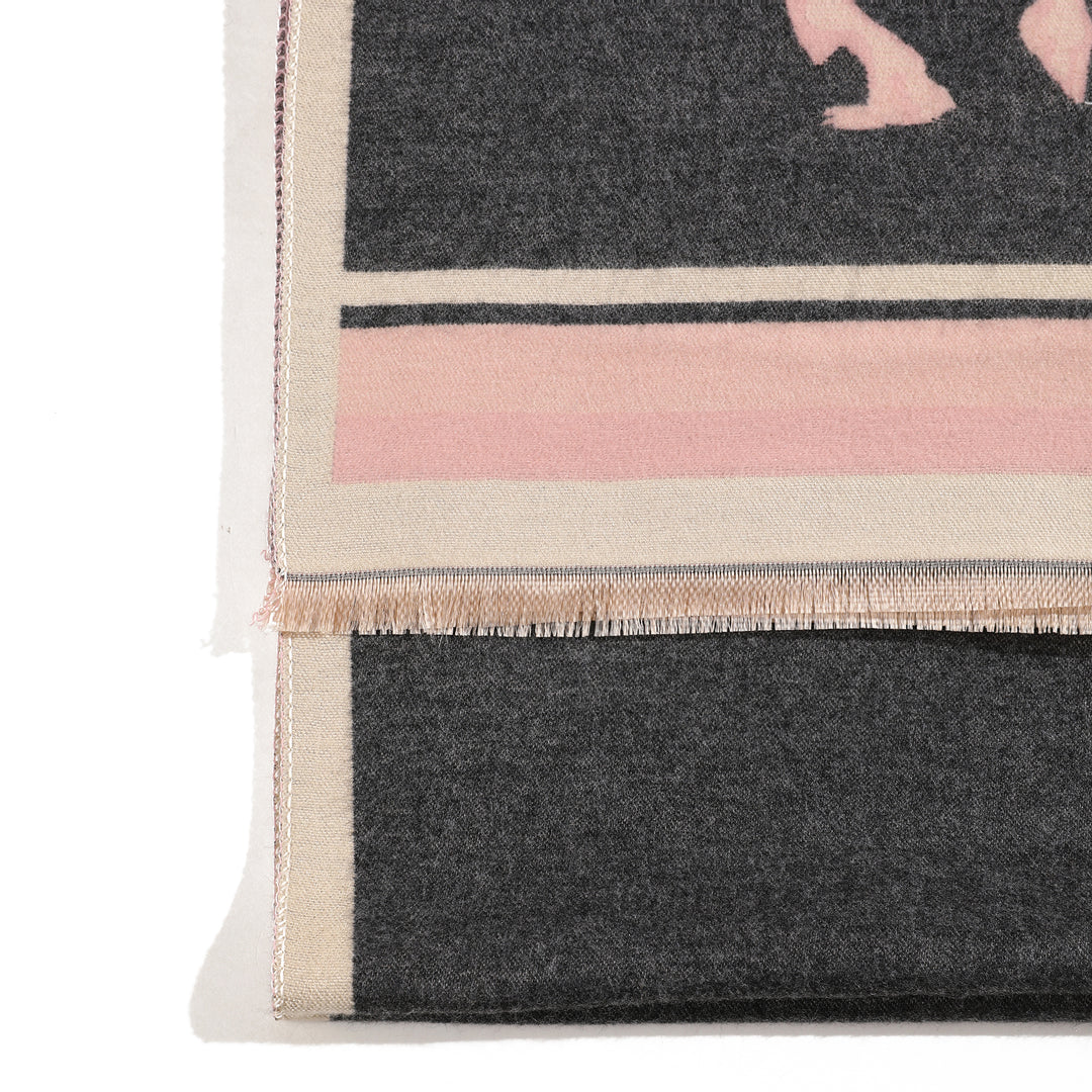 Twin Tones Equestrian Shawl- Light Pink