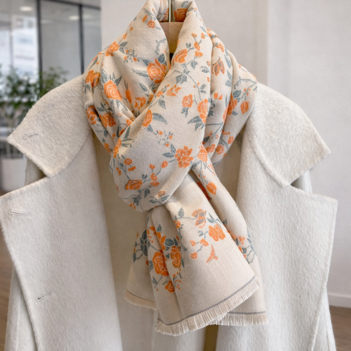 Eden Bloom Reversible Shawl - Beige