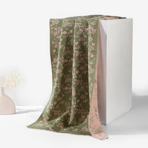 Eden Bloom Reversible Shawl - Green Pink