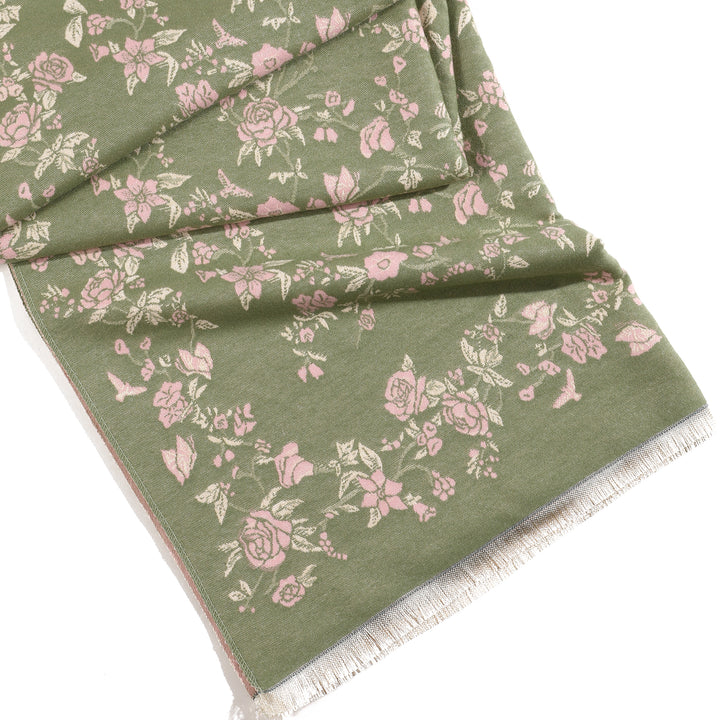 Eden Bloom Reversible Shawl - Green Pink