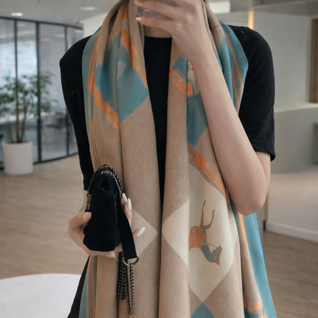 Ethereal Grace Heritage Shawl - Turquoise - Salty Accessories