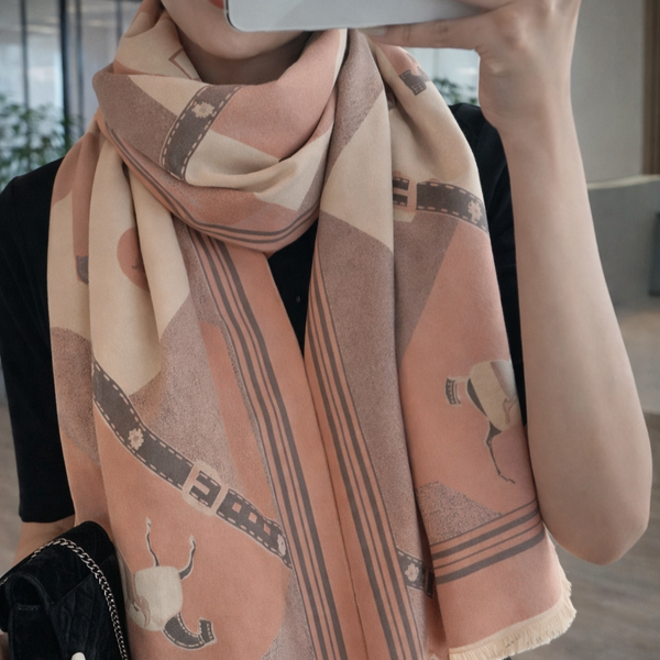 Ethereal Grace Heritage Shawl - Peach