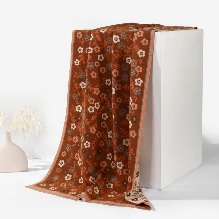 Blossom Philox Floral Shawl - Brown