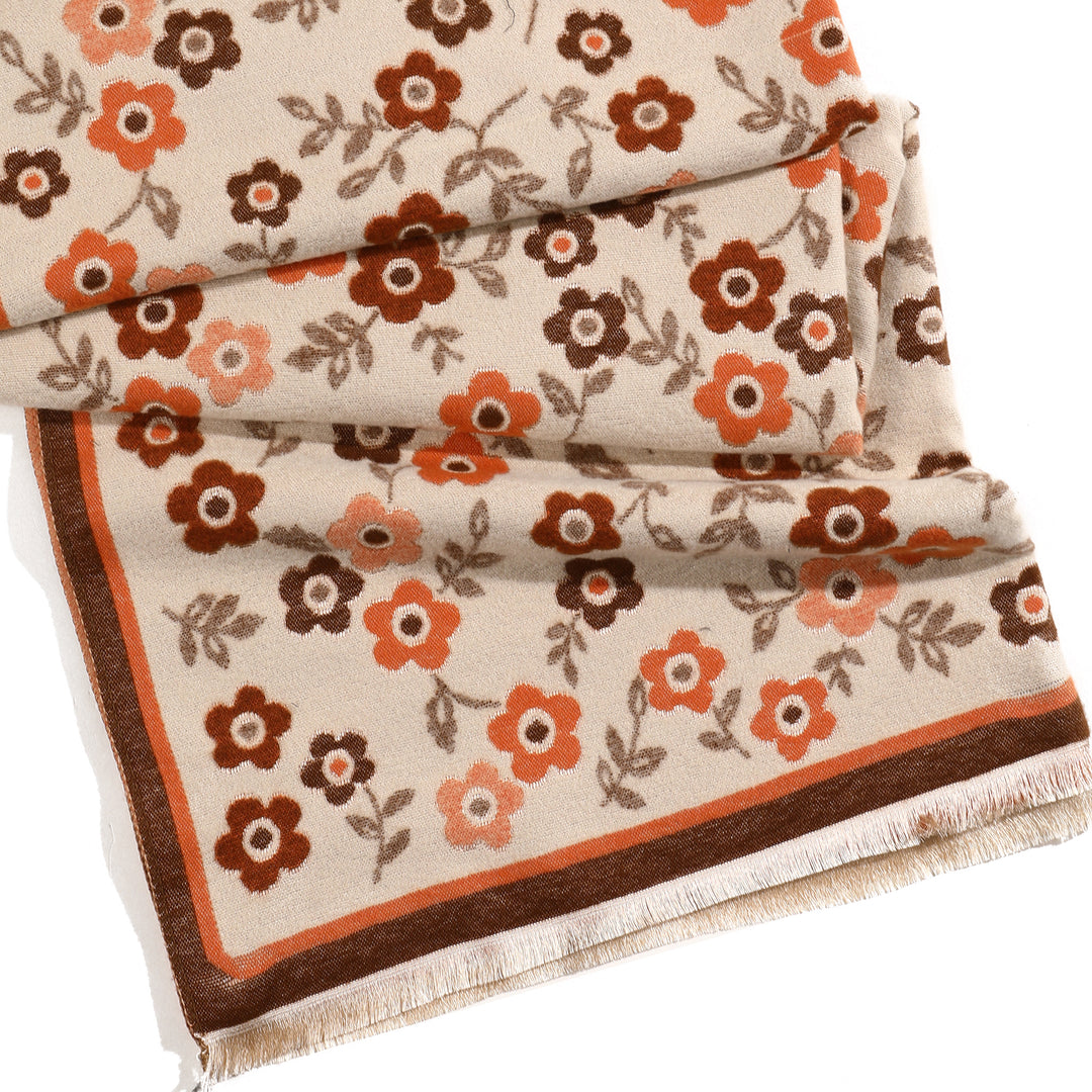 Blossom Philox Floral Shawl - Brown