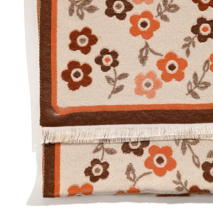 Blossom Philox Floral Shawl - Brown