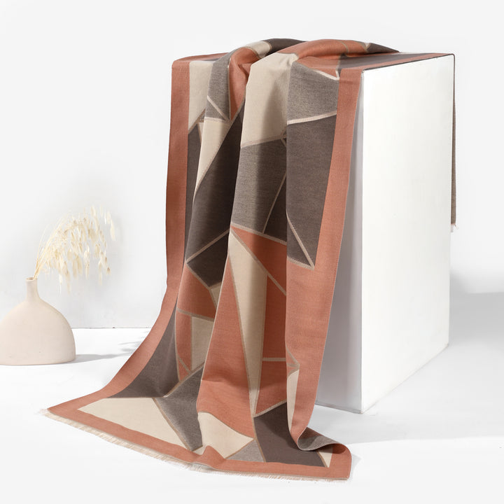 Velvet Dawn Geometric Scarf - Peach