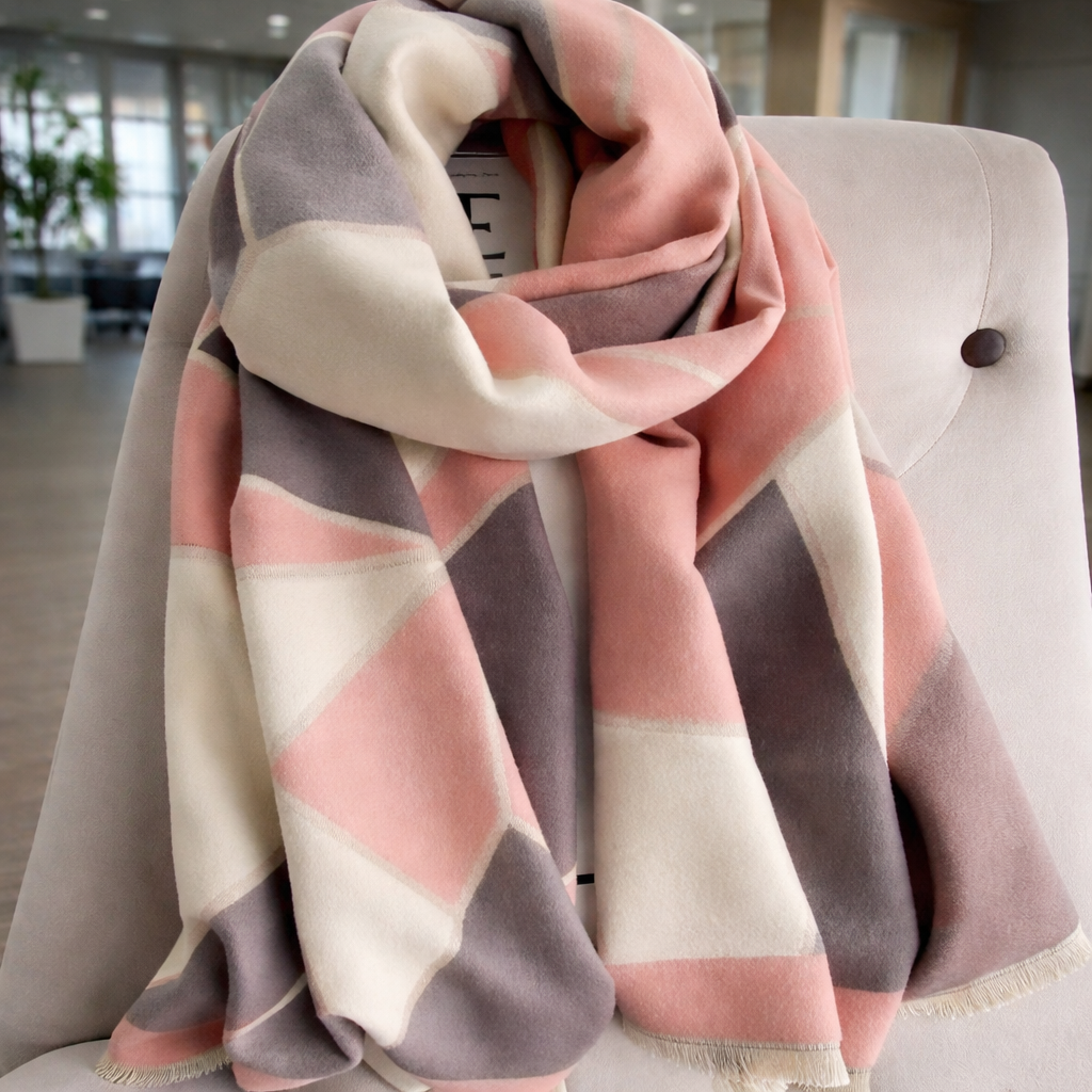 Velvet Dawn Geometric Scarf - Peach - Salty Accessories