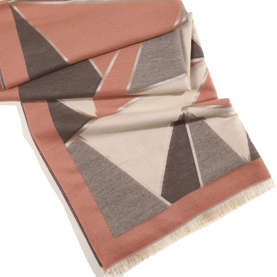 Velvet Dawn Geometric Scarf - Peach