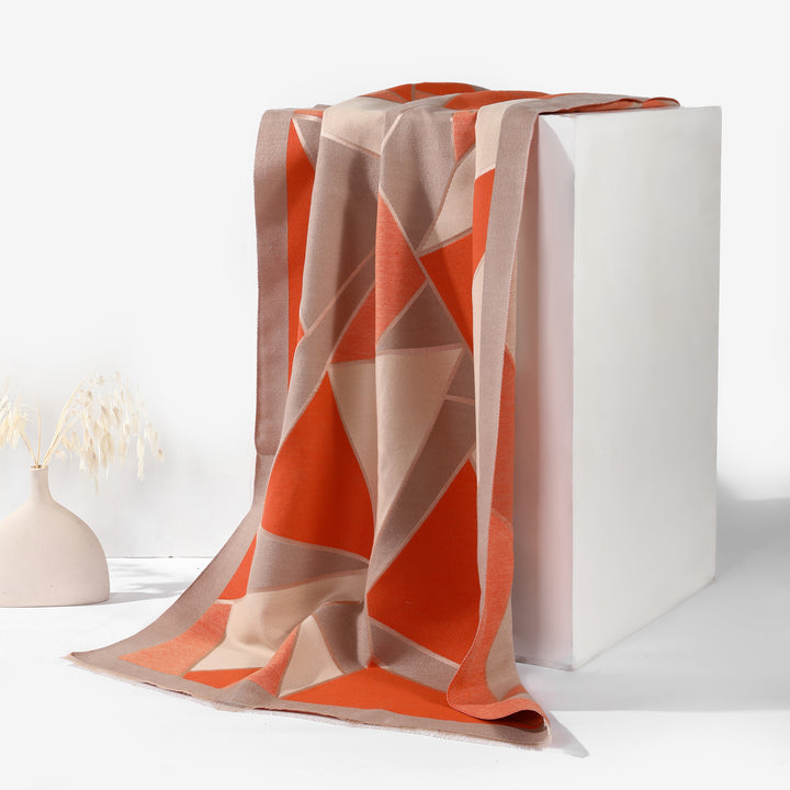 Velvet Dawn Geometric Scarf - Orange