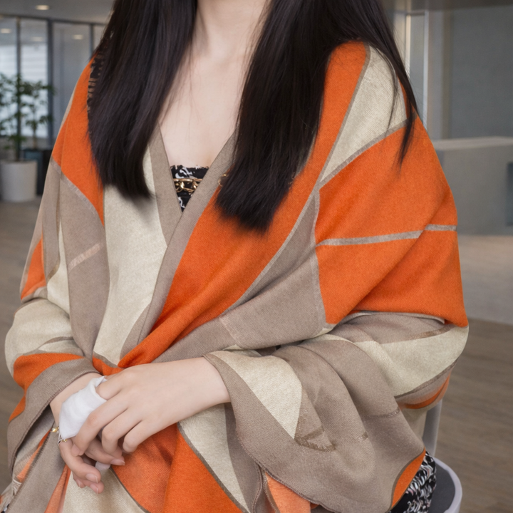 Velvet Dawn Geometric Scarf - Orange - Salty Accessories