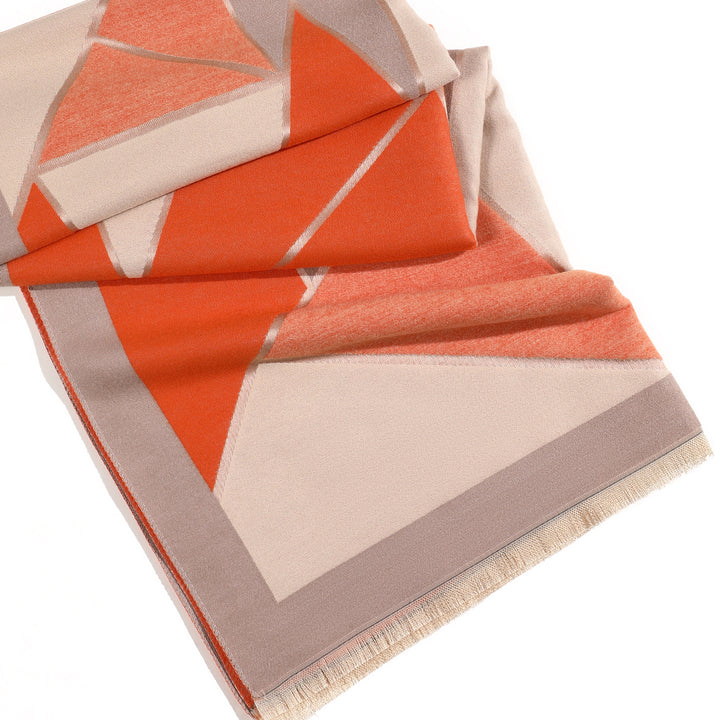 Velvet Dawn Geometric Scarf - Orange