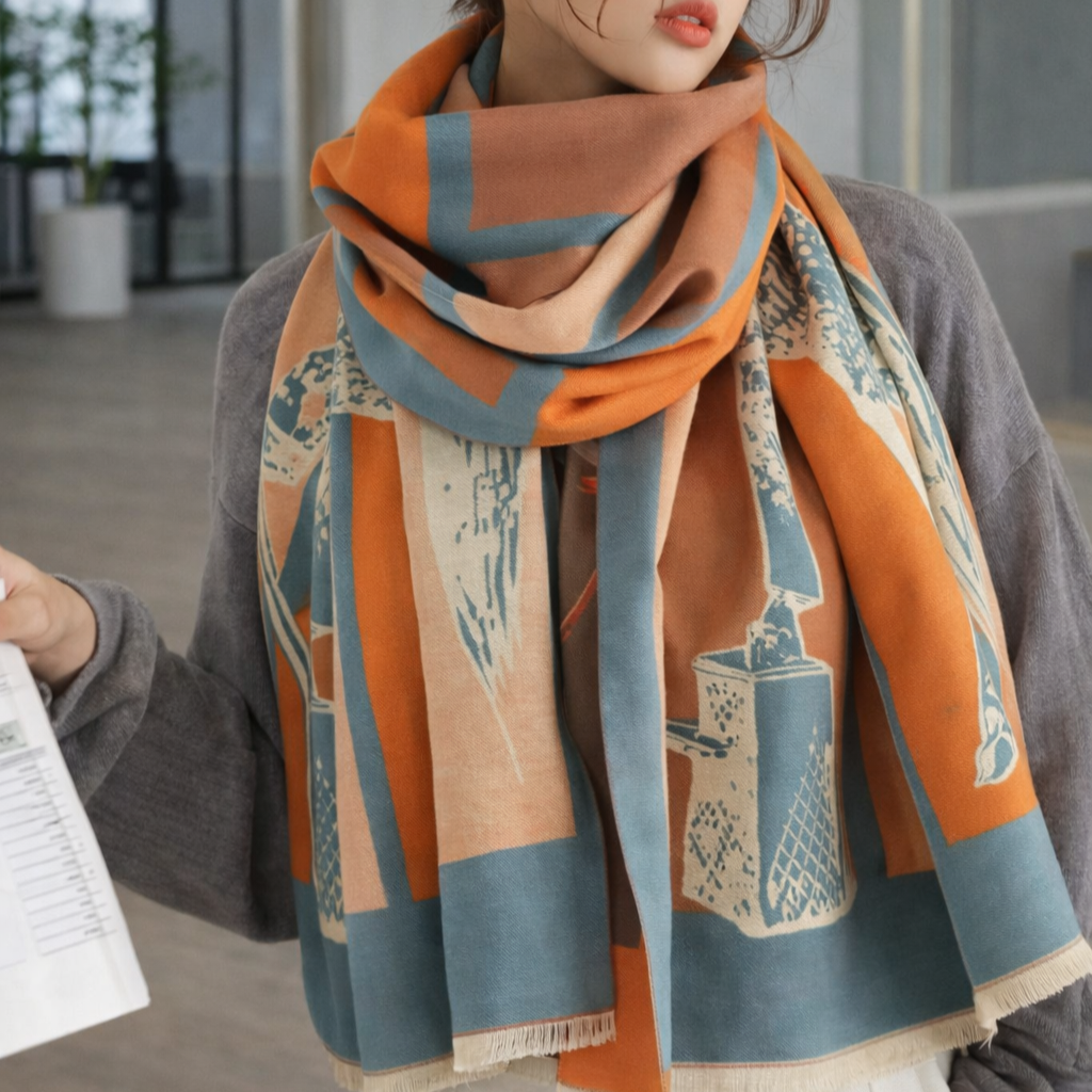 Equestrian Muse Classic Shawl - Orange - Salty Accessories