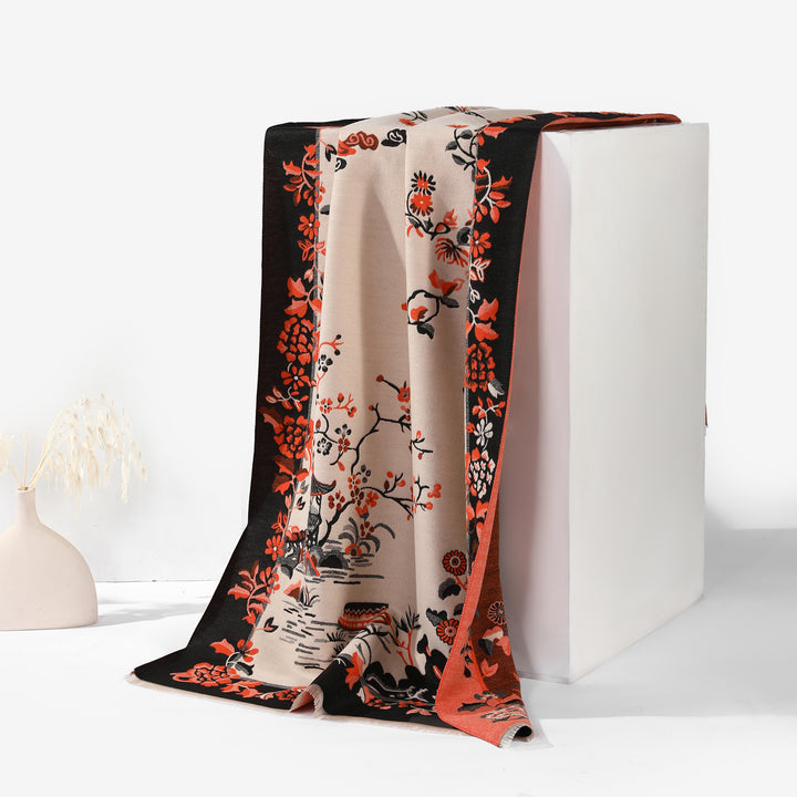 Amber Bloom Luxe Scarf - Beige