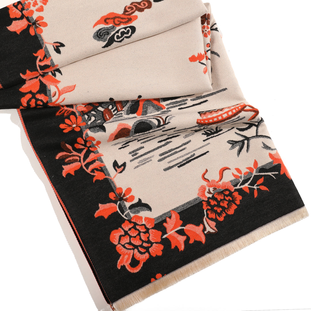Amber Bloom Luxe Scarf - Beige