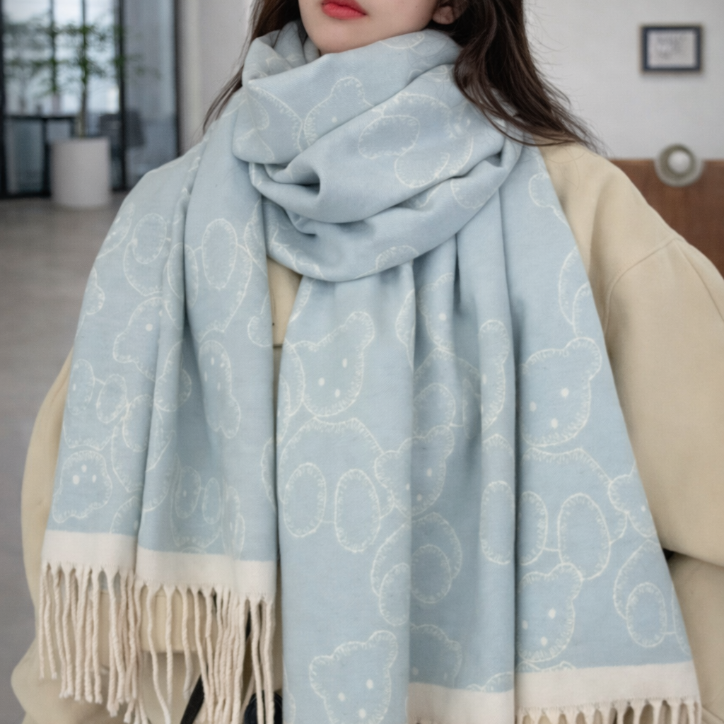 Beary Warm Shawl - Light Blue