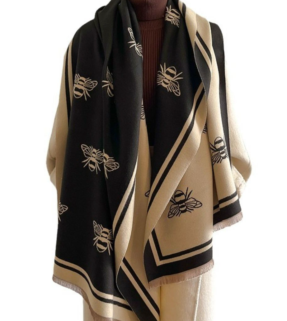 Royal Apiary Two-Tone Scarf - Black