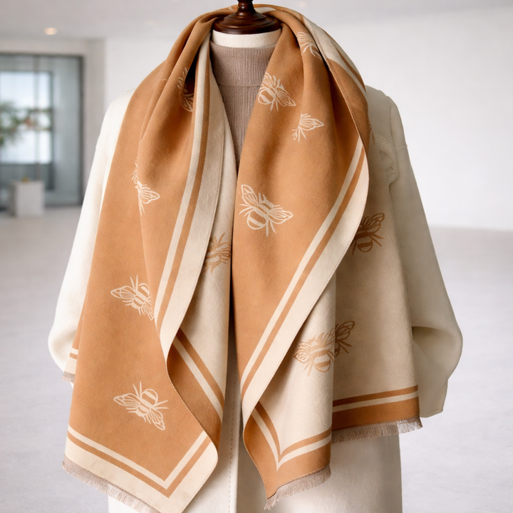 Royal Apiary Two-Tone Scarf - Beige - Salty Accessories