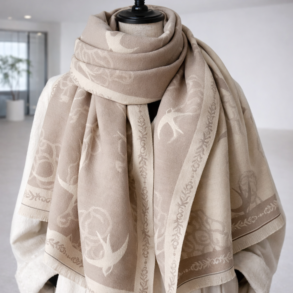Whispering Swallows Shawl - Light Brown - Salty Accessories