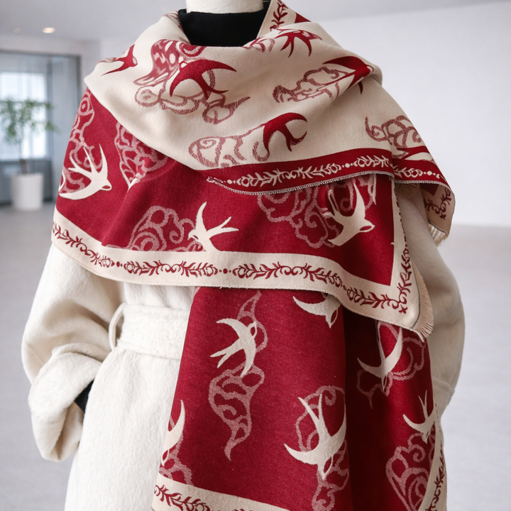 Whispering Swallows Shawl - Maroon - Salty Accessories