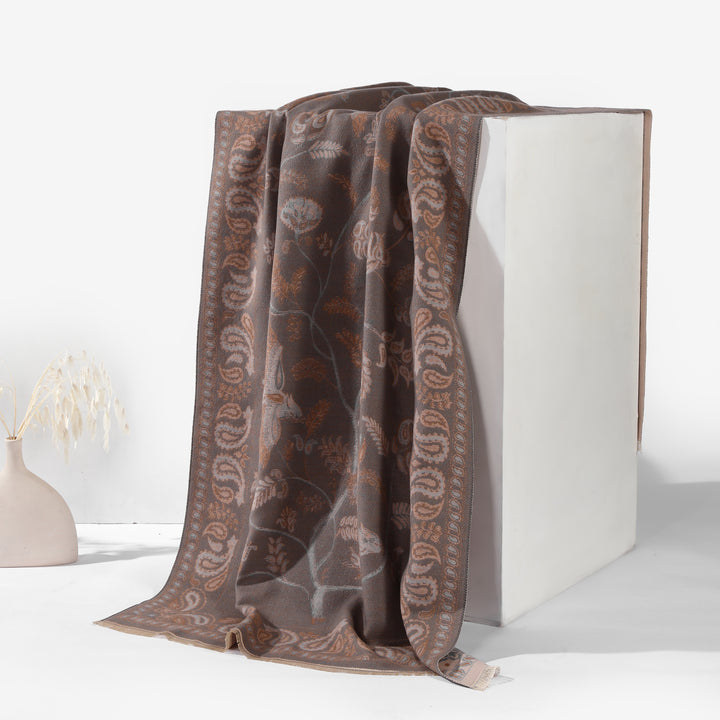 Desert Bloom Paisley Shawl - Brown