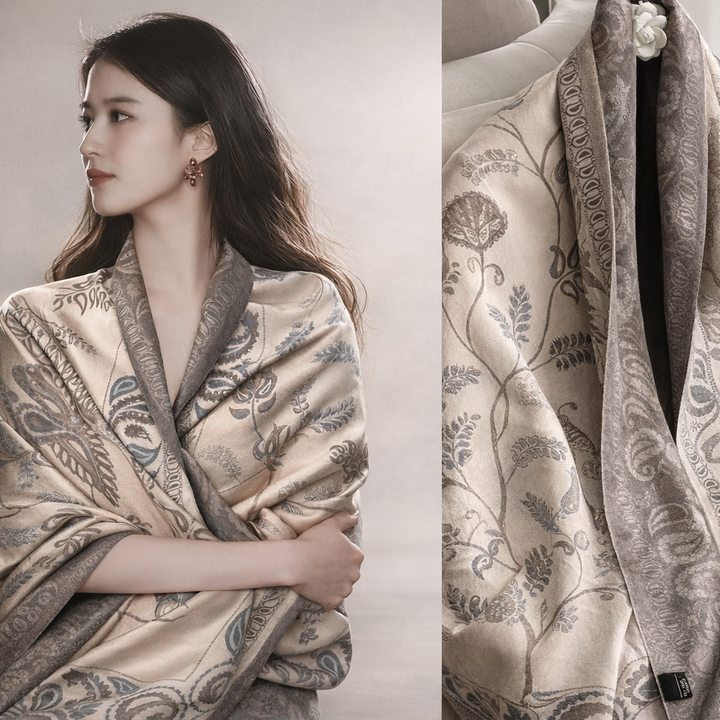 Desert Bloom Paisley Shawl - Brown