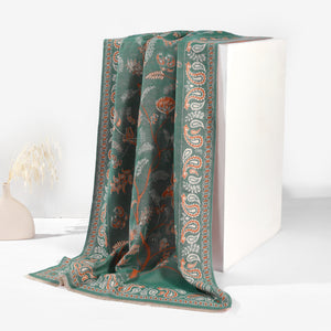 Desert Bloom Paisley Shawl - Teal Blue