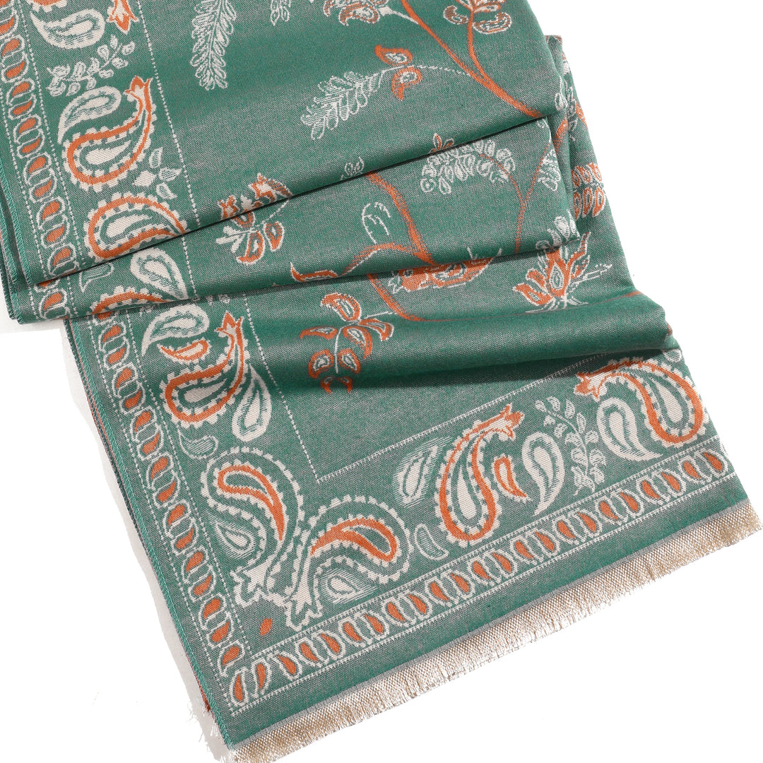 Desert Bloom Paisley Shawl - Teal Blue