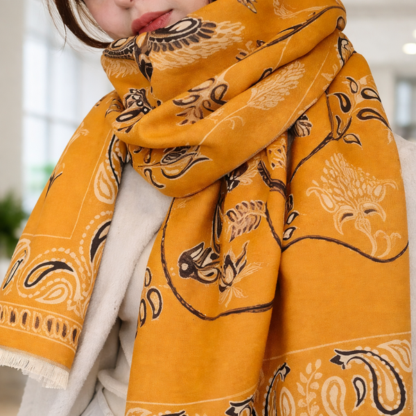 Desert Bloom Paisley Shawl - Yellow
