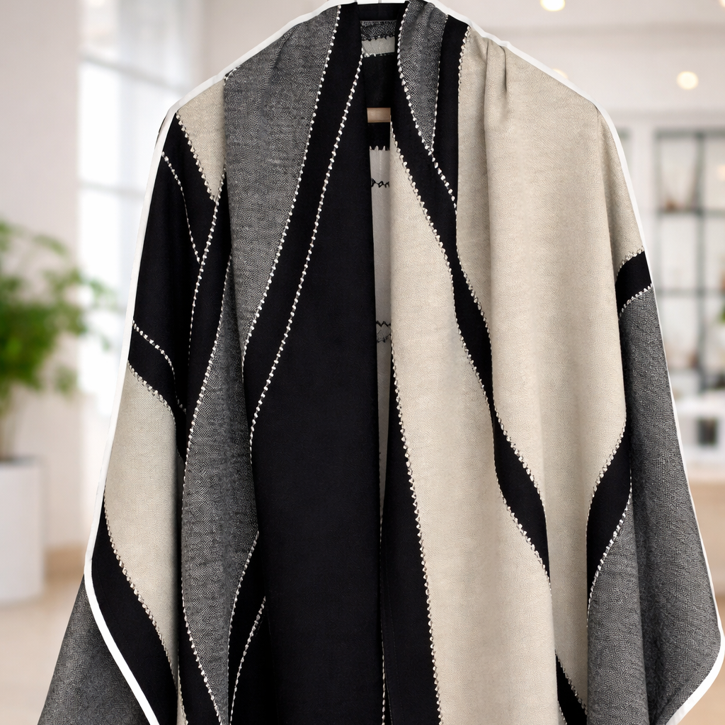 MonarchWave Luxe Knit Shawl - Dark Blue - Salty Accessories