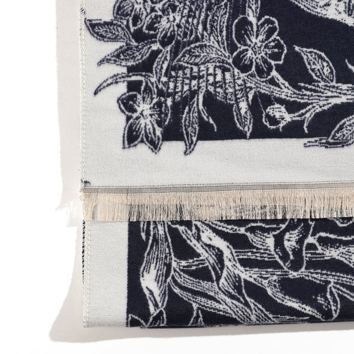 BloomWave Rose Print Shawl - Blue