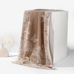 BloomWave Rose Print Shawl - Light Brown - Salty Accessories