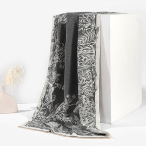 BloomWave Rose Print Shawl - Grey