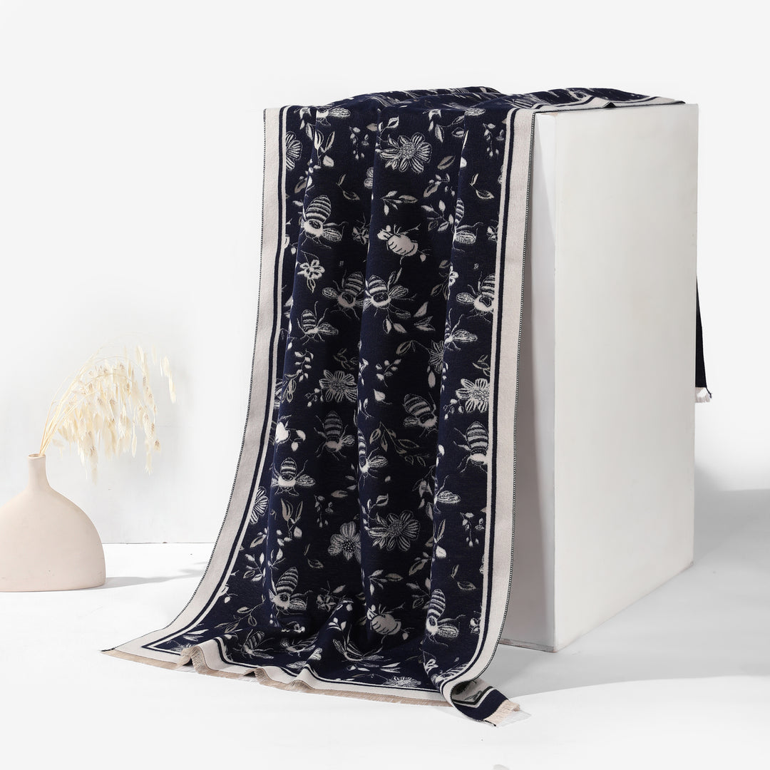 HoneyGarden Luxe Reversible Shawl - Blue