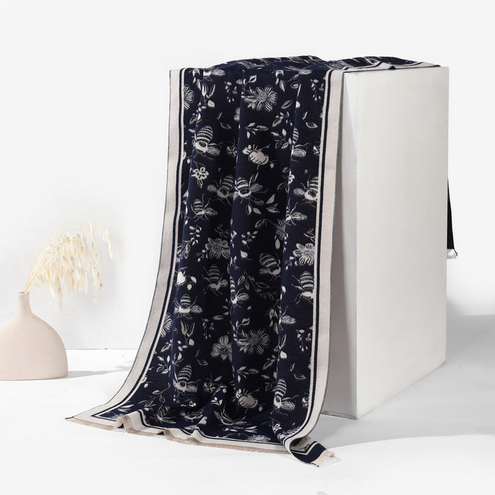 HoneyGarden Luxe Reversible Shawl - Blue