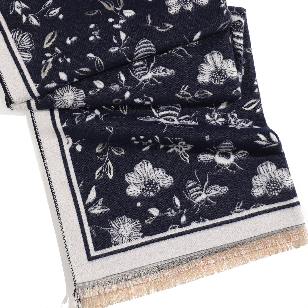 HoneyGarden Luxe Reversible Shawl - Blue