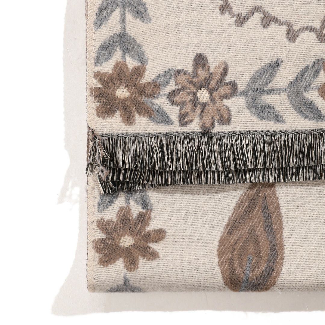 MeadowSerene Cozy Floral Shawl - Brown
