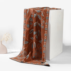 MeadowSerene Cozy Floral Shawl - White