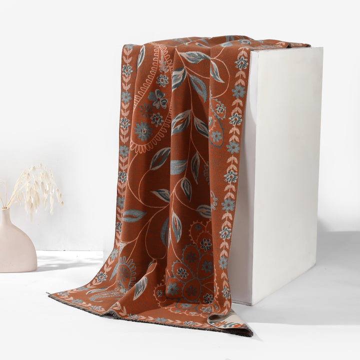 MeadowSerene Cozy Floral Shawl - Beige
