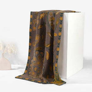 MeadowSerene Cozy Floral Shawl - Yellow