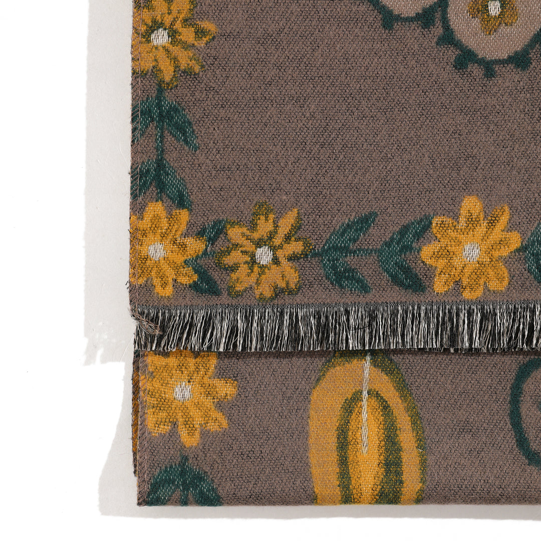 MeadowSerene Cozy Floral Shawl - Yellow