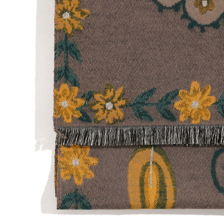 MeadowSerene Cozy Floral Shawl - Yellow
