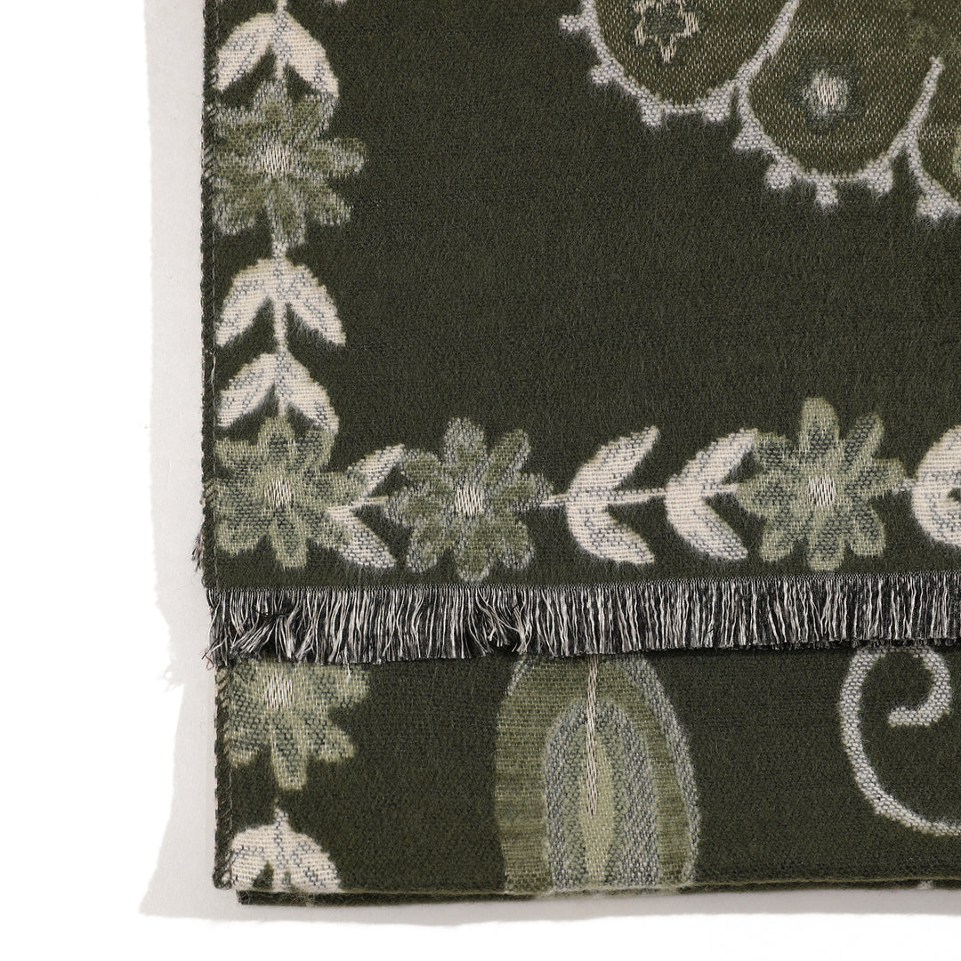 MeadowSerene Cozy Floral Shawl - Olive