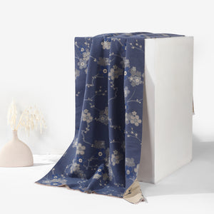 AutumnBloom Reversible Floral Shawl - Blue