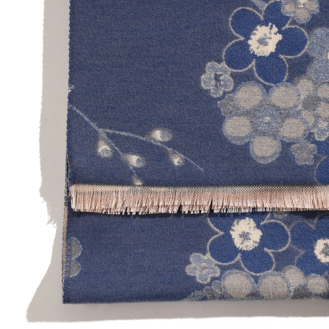 AutumnBloom Reversible Floral Shawl - Blue