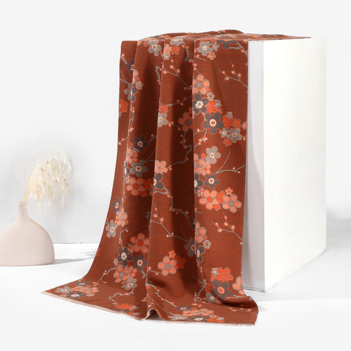 AutumnBloom Reversible Floral Shawl - Orange